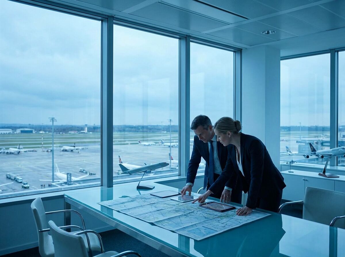 Two specialists discussing aviation strategy